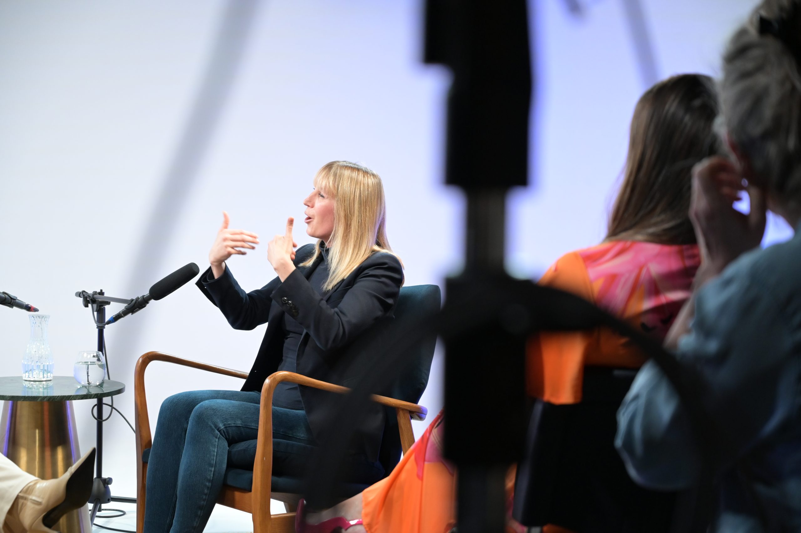A guest in conversation on the studio set