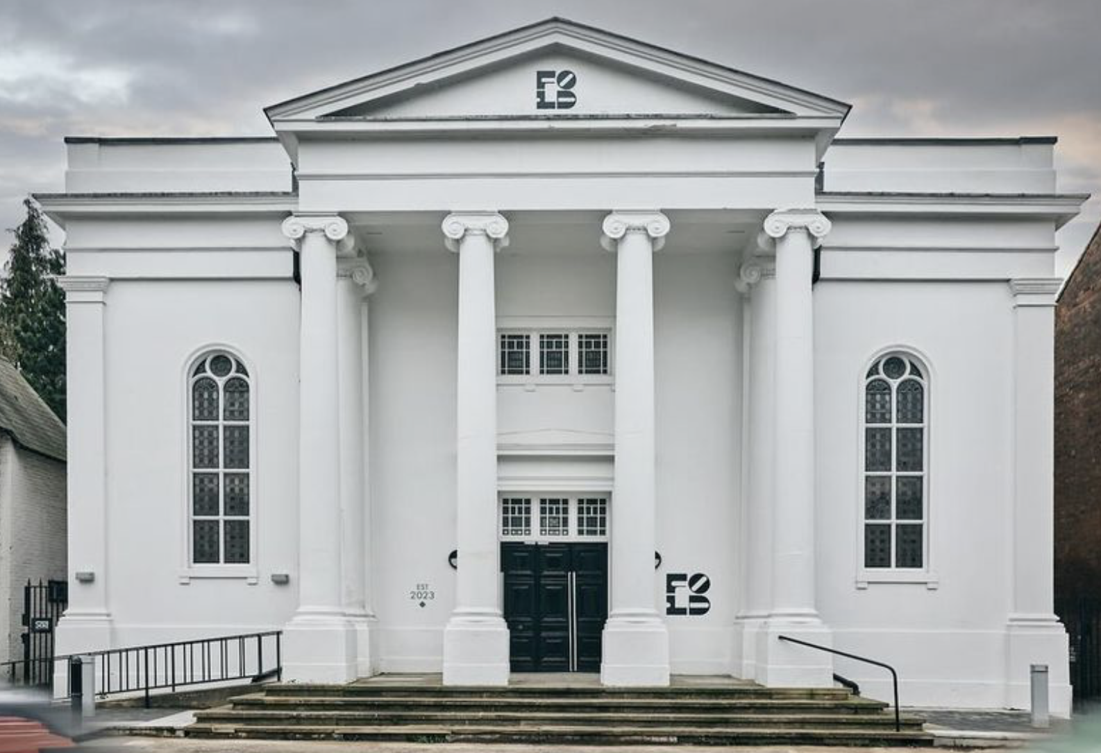 The Fold, Leamington Spa — a restored 19th-century building with white columned frontage